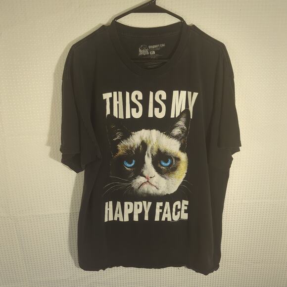 Grumpy Cat Other - Grumpy Cat Meme T Shirt XL Black Funny Graphic Tee This Is My Happy Face